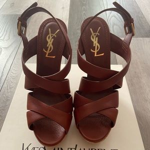 YSL cork wedge sandal NIB 37 or 6.5 US